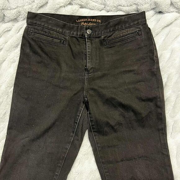 LRL Lauren Ralph Lauren Jeans Womens 8 Black Jeans Straight Zipper Ankles - Picture 3 of 14